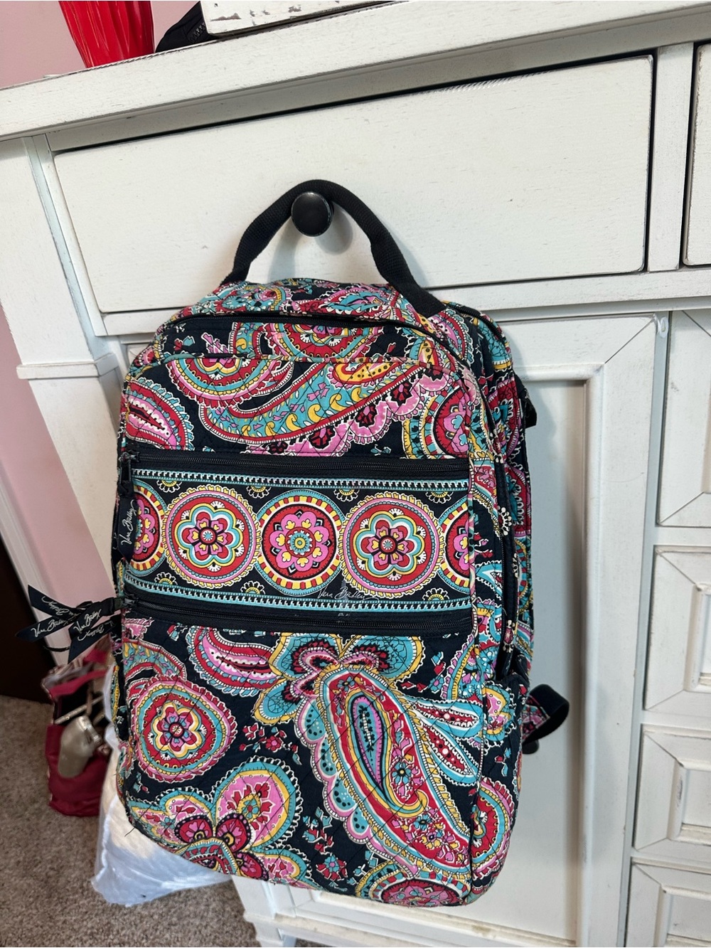 Vera Bradley Black Multi Paisley Floral Backpack